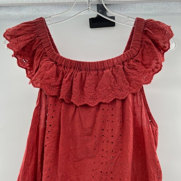 ROOMMATES Women's Eyelet Lace Top Off Shoulder Cinnamon Size Large - Picture 6 of 9